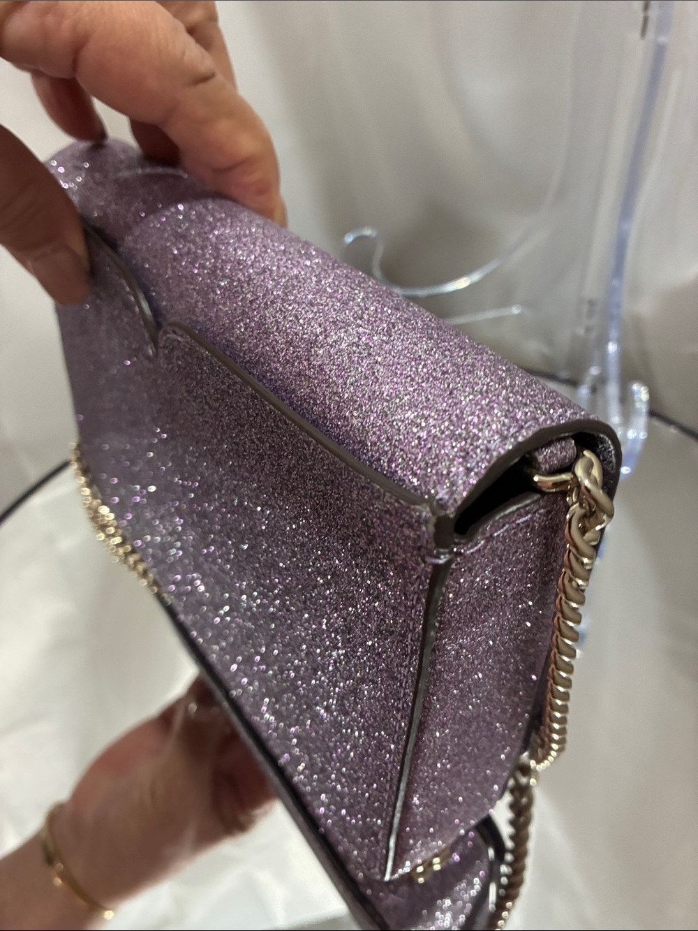 kate spade glitter purple crossbody with gold chain EUC - Picture 8 of 9
